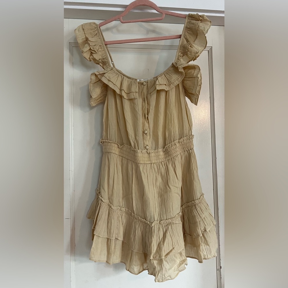 Chelsea & Violet Cassia Guaze Square Neck Ruffle Hem Romper NWT